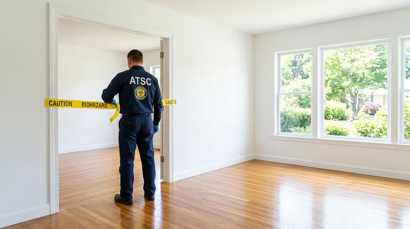 Certified biohazard cleanup crew performing Trauma Scene Cleanup in Leominster